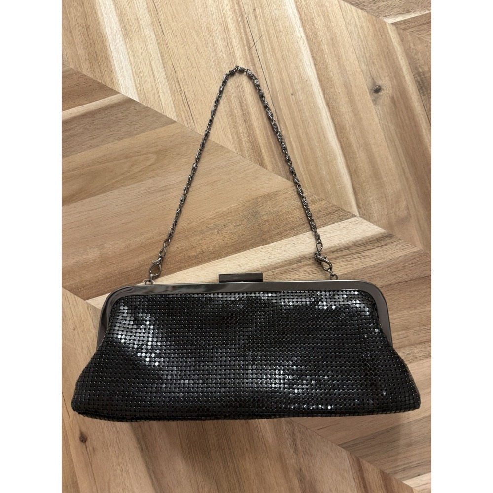 Carlo Fellini Black Metal Mesh Evening Bag Clutch Date Night Fancy Cocktail Hour - Picture 2 of 6